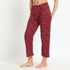 Ladies' Deep Maroon Star Printed Relaxed Fit Pyjama, Maroon, small image number null