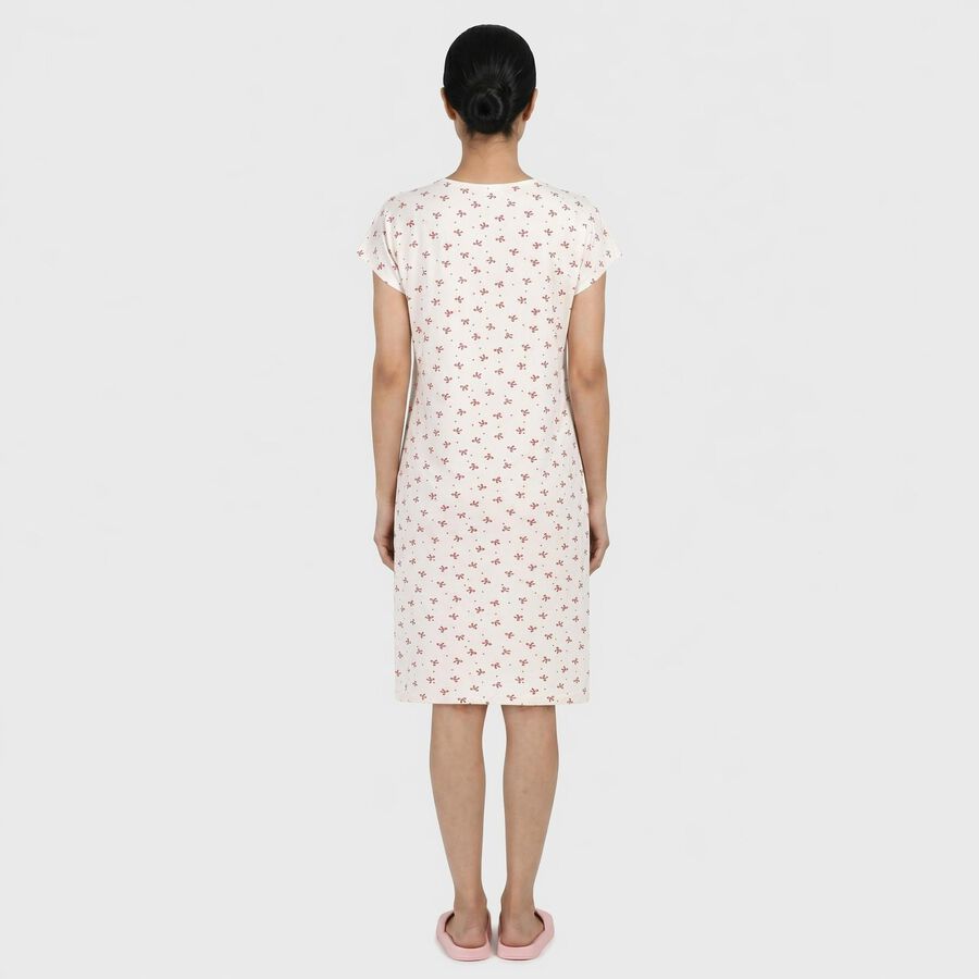 Women's White Minimalist Nighty, ऑफ व्हाइट, large