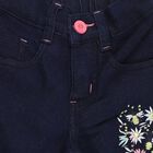 Girls' Dark Blue Slim Fit Embroidered Jeans, गहरा नीला, small image number null