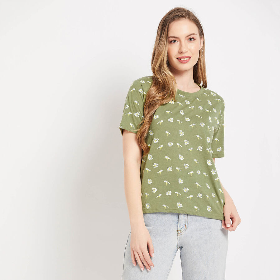 Round Neck T-Shirt, Olive, large image number null