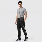 Men's Black Regular Fit Side-Striped Track Pants, Black, small
