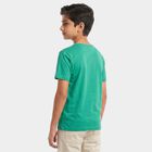 Boys' Green Cotton Blend Crew Neck Regular Boys T-Shirt, Dark Green, small