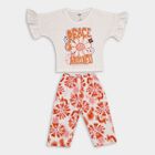 Girls' 100% Cotton Capri Set, Off White, small image number null