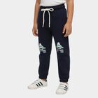 Boys' Dark Navy Blue Car Printed Elastic Waist Pyjama, Navy Blue, small image number null