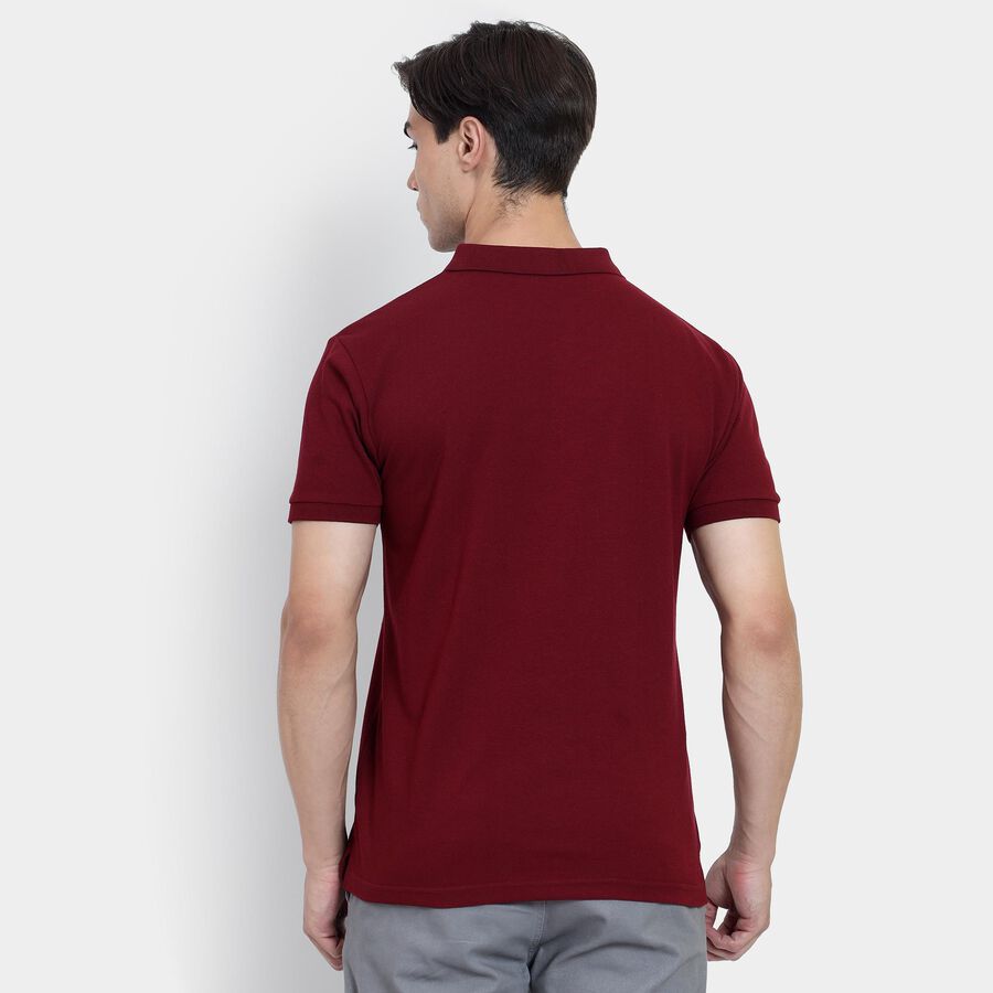 Men's Collared Half Sleeves T-Shirt , वाइन, large image number null
