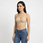 Women's Beige V-Neck Bralette Bra, गहरा पीला, small