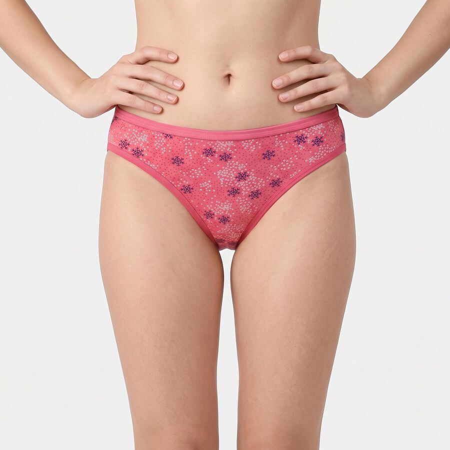 Ladies' Pink Bikini Fit Printed Panty, Pink, large
