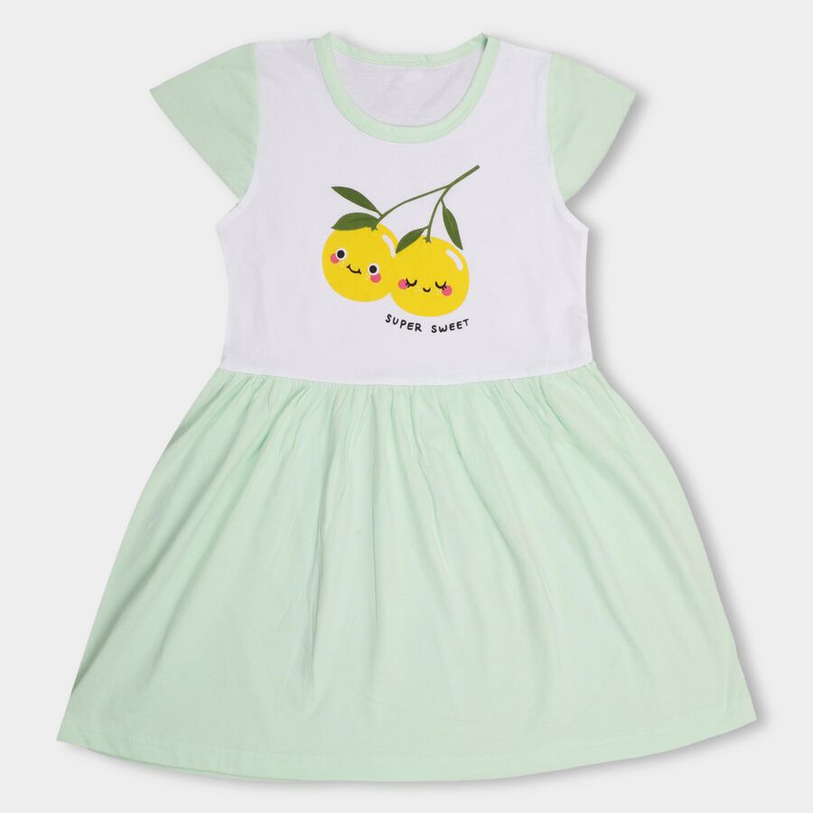 Girls' 100% Cotton Frock , Light Green, large image number null