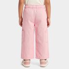 Girls Pink Cargo Fit Embroidered Jeans, हल्का गुलाबी, small