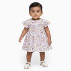 Infants' Pastel Lilac Floral Smocked Cotton Frock, लाइलेक, small image number null