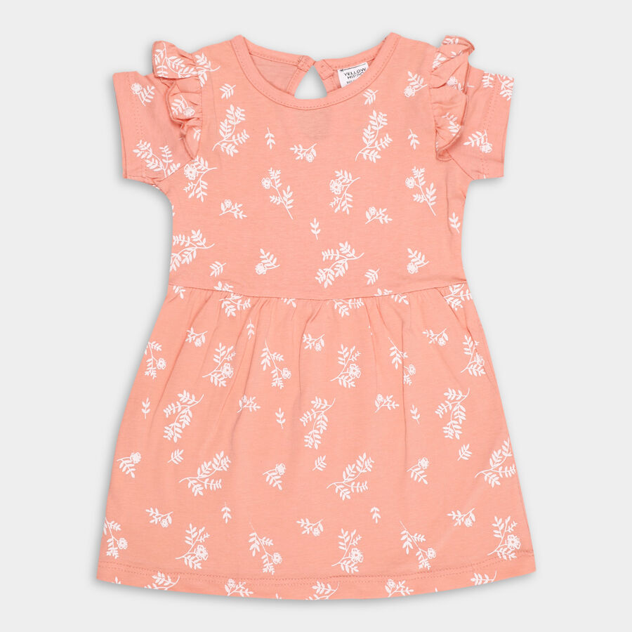 Infant Girl's Cotton Frock, पीच, large image number null
