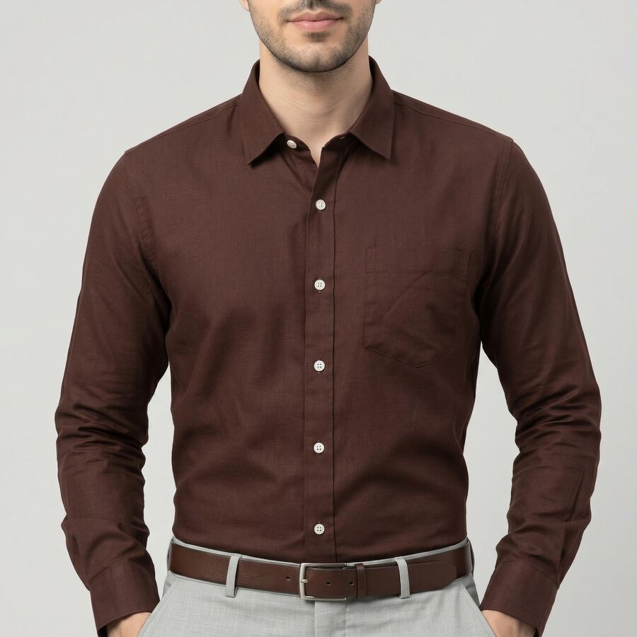Men's Maroon Regular Fit Formal Shirt, Maroon, large