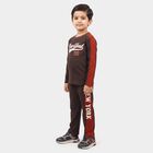 Boys Dark Grey 100% Cotton Crew Neck Graphic Print Baba Suit, Dark Grey, small