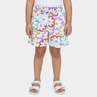 Girls' White Floral Cotton Elastic Waist Shorts, सफ़ेद, small