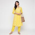 Women's Mustard Printed Ethnic Set, मस्टर्ड, small