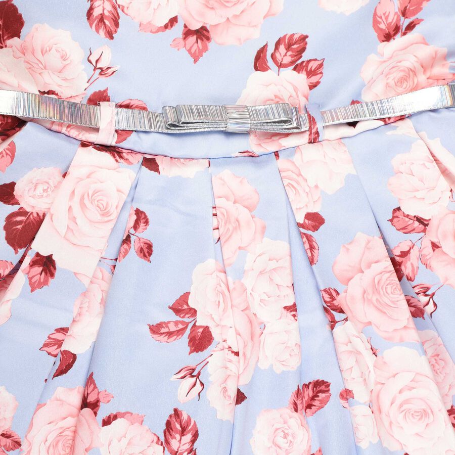 Girls All Over Print Frock, Light Blue, large image number null