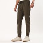 Men's Olive Green Relaxed Fit Jogger Trousers, Olive, small