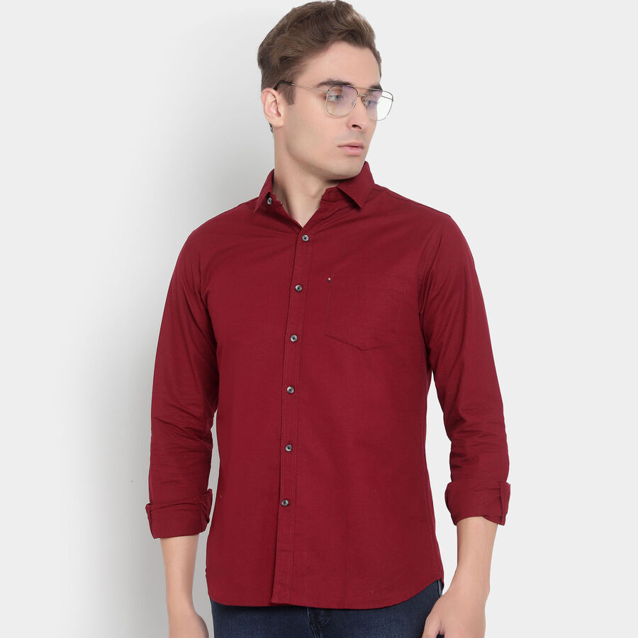 Cotton Solid Casual Shirt, Maroon, large image number null