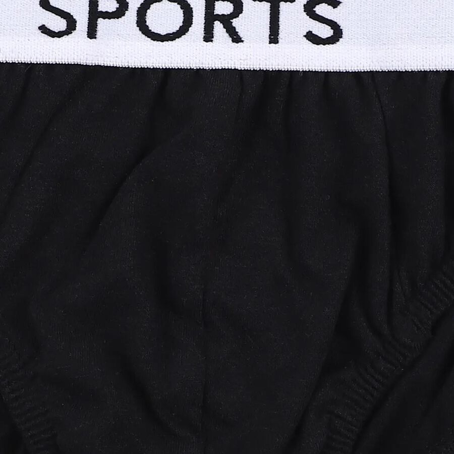 Boys' Jet Black Cotton Regular Fit Briefs, काला, large image number null