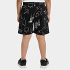 Boys' Black Regular Fit Graphic Printed Bermuda Shorts, Black, small