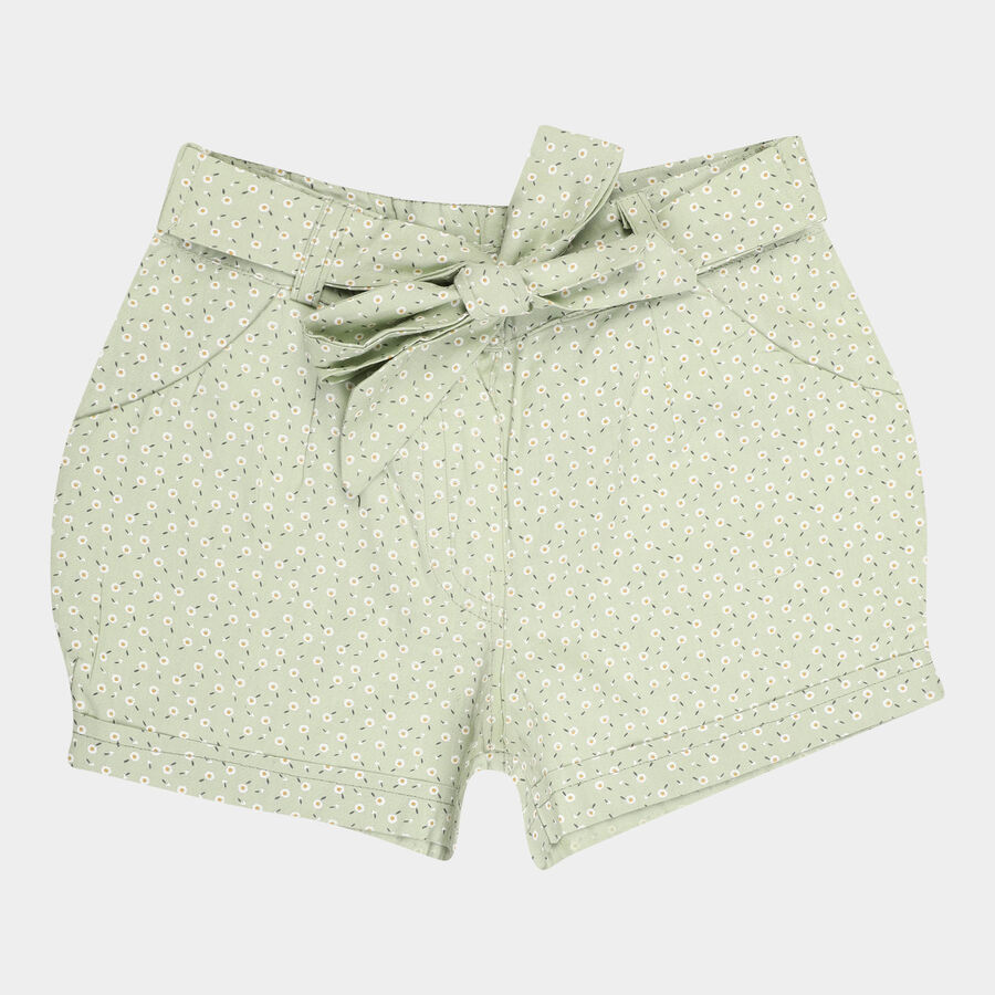 Girls Cotton Shorts, Light Green, large image number null