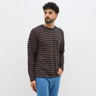 Men's Brown and Navy Crew Neck Casual T-Shirt, Khaki, small image number null