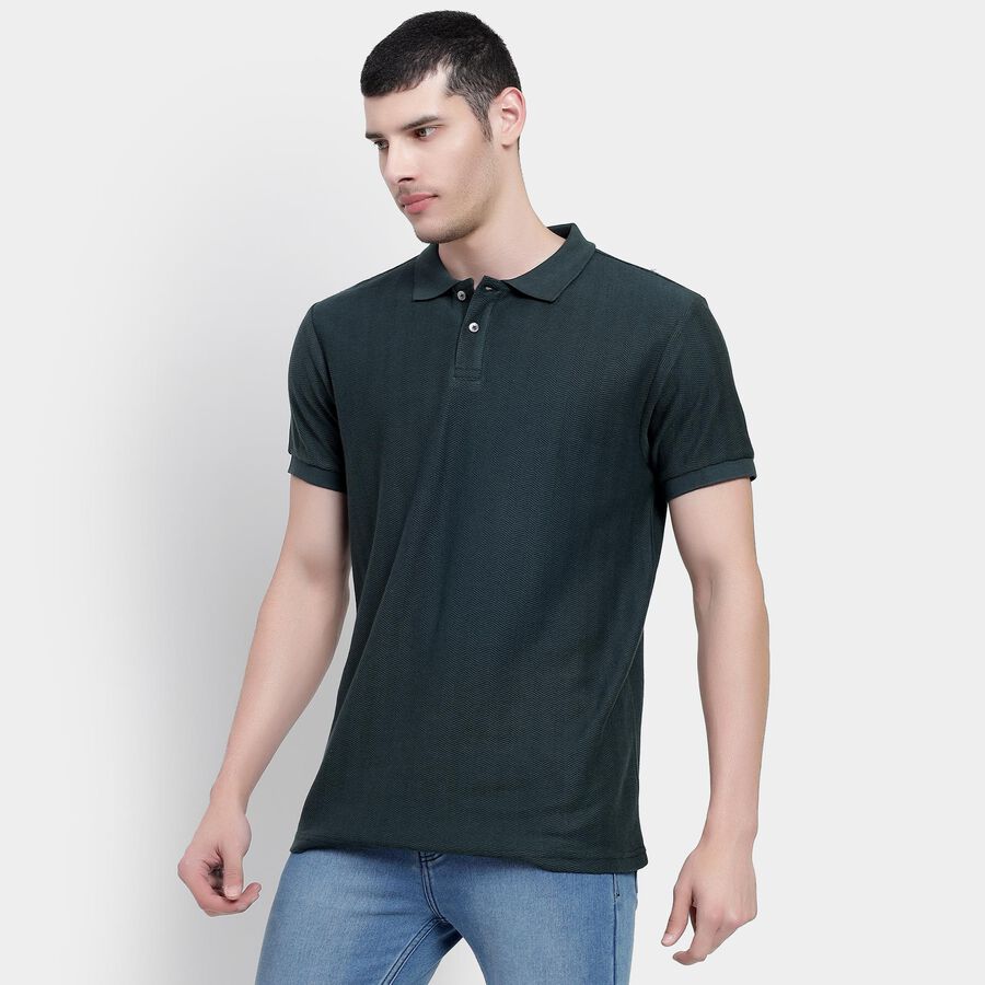 Men's Dark Forest Green Polo Neck T-Shirt, Dark Green, large image number null