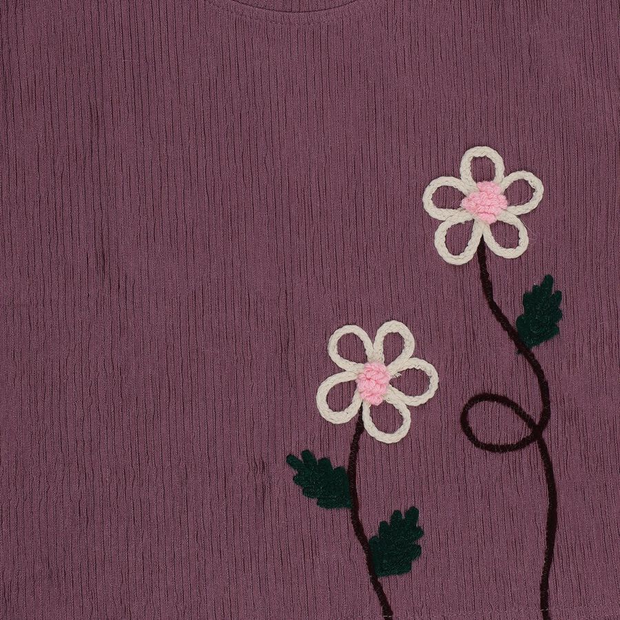 Girls Lilac Round Neck Casual T-Shirt, Lilac, large