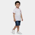 Boys' White Cotton Polo Neck Confetti Printed T-Shirt, White, small