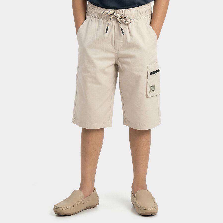 Boys' Off White Relaxed Fit Cotton Jamaican Shorts, Off White, large