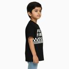 Boys Jet Black Round Neck Casual T-Shirt, Black, small image number null