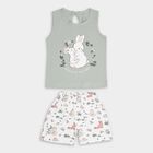 Infant Girls' 100% Cotton Short Set , हल्का हरा, small image number null