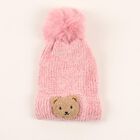Girls' Soft Pink Teddy Bear Winter Cap, Light Pink, small image number null