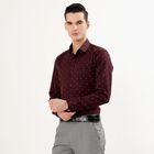 Men's Deep Maroon Cotton Spread Collar Formal Shirt, मरून, small image number null