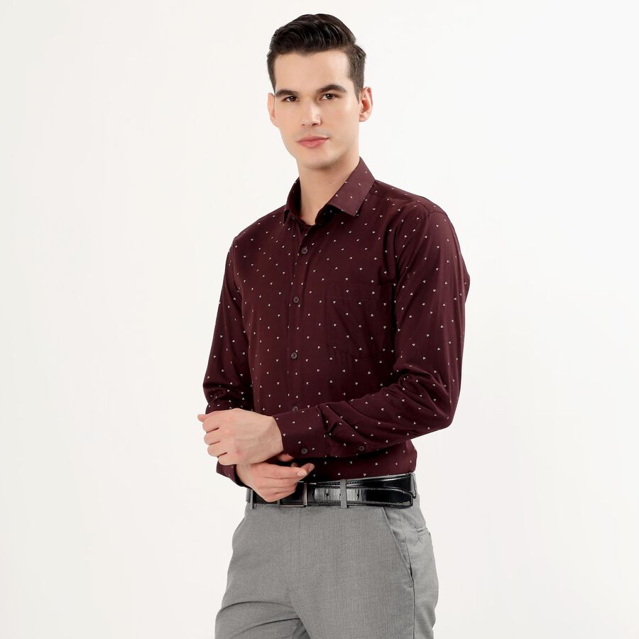 Men's Deep Maroon Cotton Spread Collar Formal Shirt, मरून, large image number null