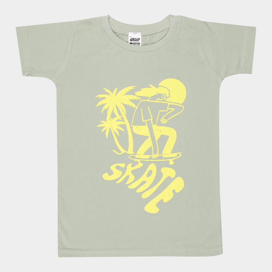 Boys Cotton T-Shirt, Light Green, large image number null