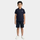 Boys Navy Blue Round Neck Casual Half Sleeve T-Shirt, नेवी ब्लू, small
