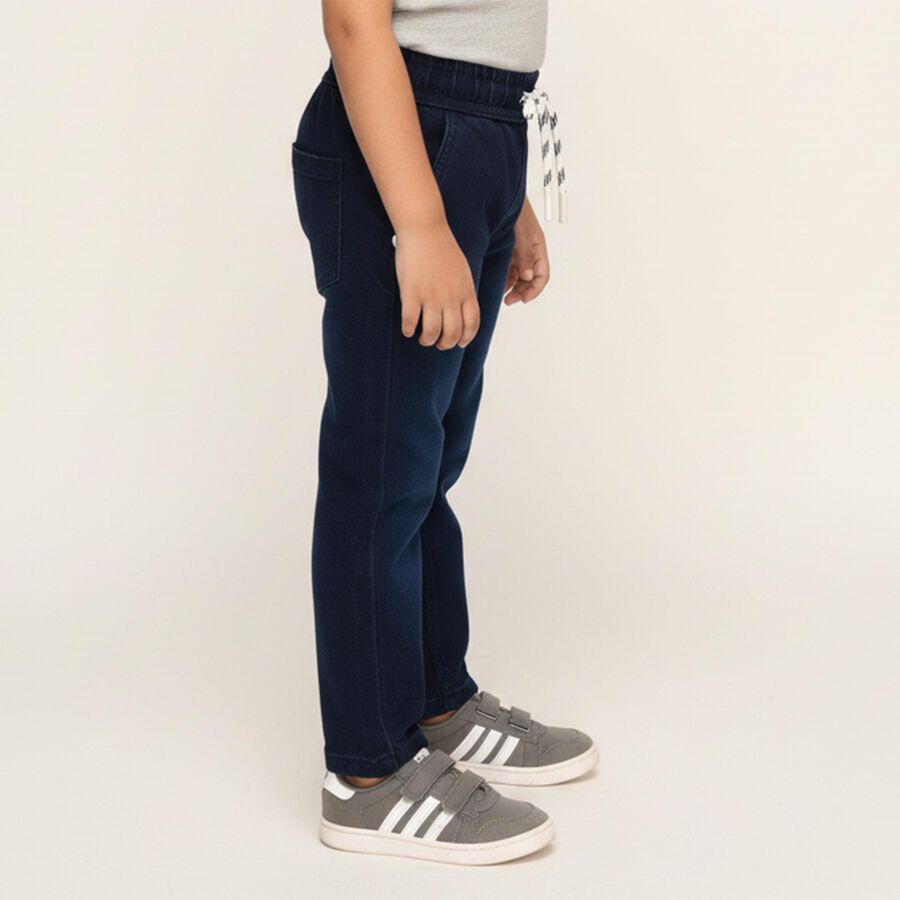 Boys' Deep Navy Jogger Fit Elastic Waist Jeans, गहरा नीला, large image number null