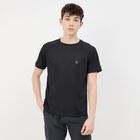 Men's Jet Black Crew Neck Athleisure T-Shirt, काला, small