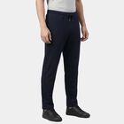 Men's Navy Blue Slim Fit Cuffed Track Pants, नेवी ब्लू, small