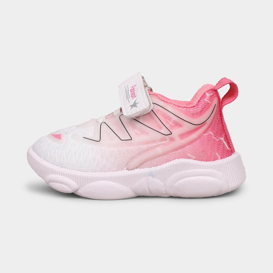 Girls Bright Pink Velcro Casual Shoes, Pink, large