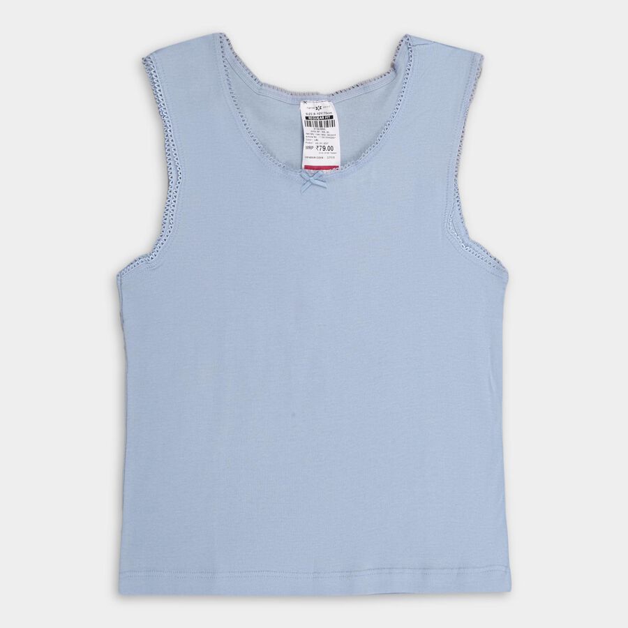 Girls' 100% Cotton Vest, Light Blue, large image number null