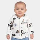 Infants White Cotton V-Neck Regular T-Shirt, White, small