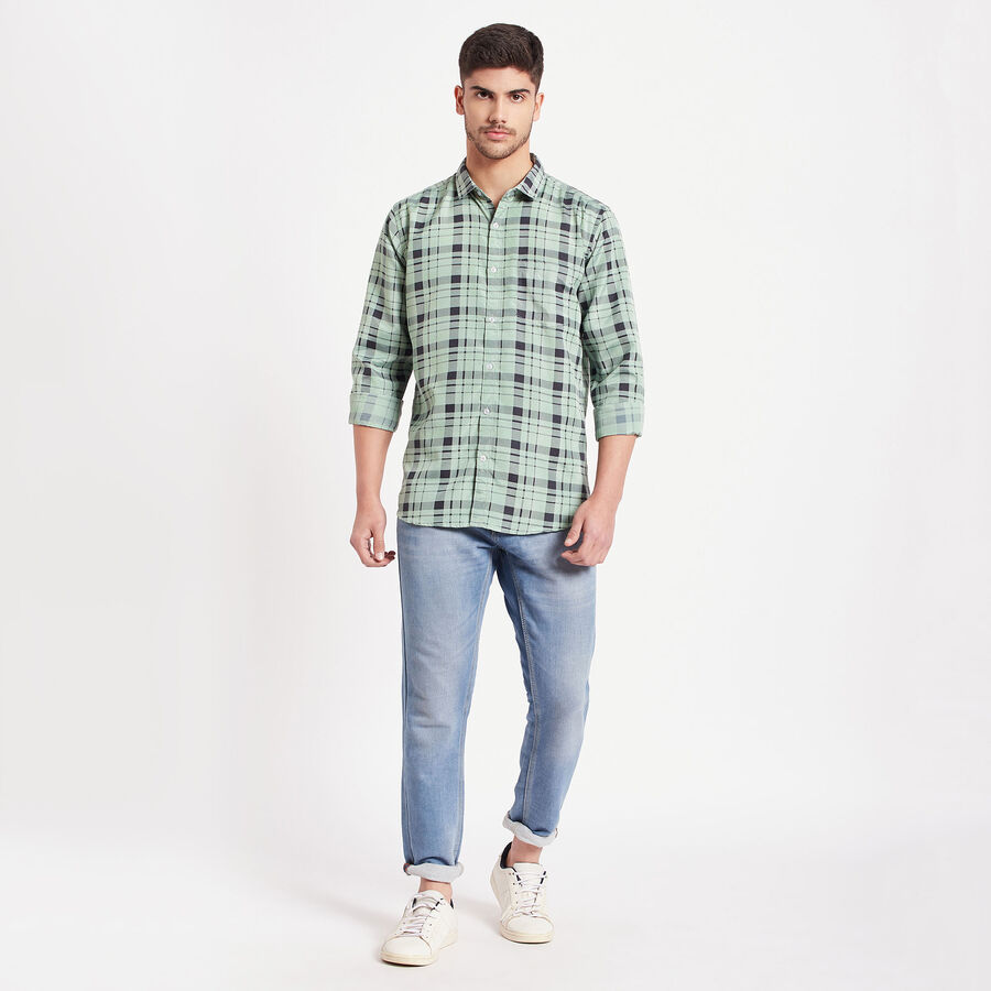 Checks Casual Shirt, Light Green, large image number null