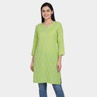 Women's Green Mandarin Collar Printed Straight Kurti, Light Green, small