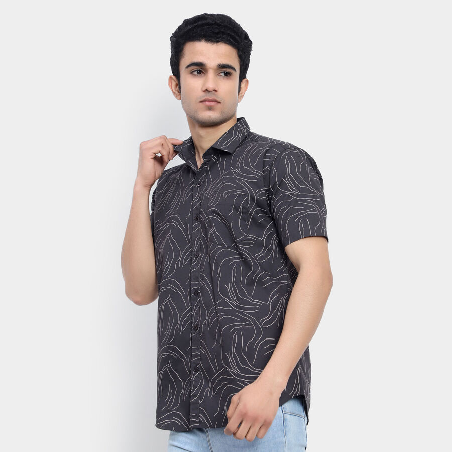 Cotton Printed Casual Shirt, Black, large image number null