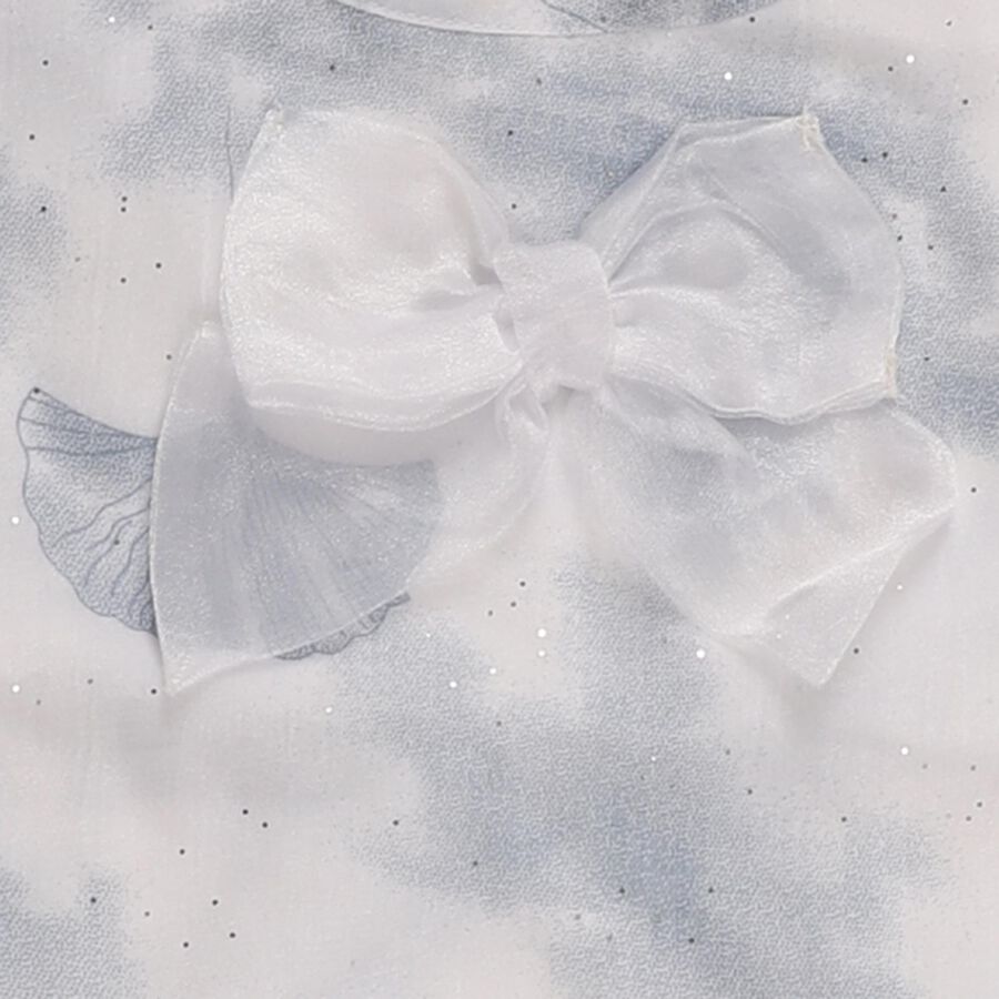 Girls' White Round Neck Casual Flutter Sleeve T-Shirt, White, large image number null