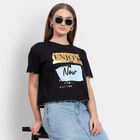Ladies' 100% Cotton Crop  Top, Black, small image number null