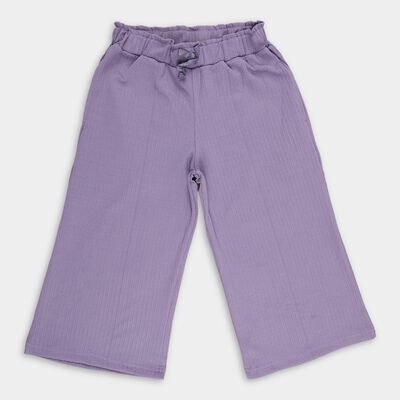 Girls' Soft Lavender Wide-Leg Elastic Waist Capri