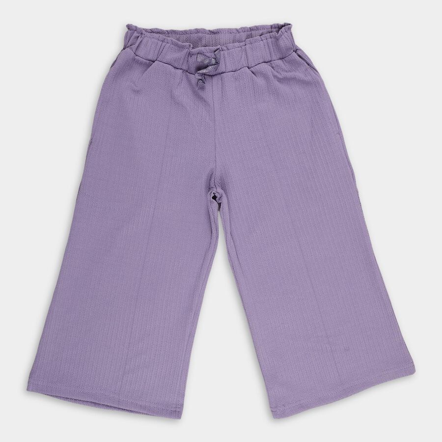 Girls' Soft Lavender Wide-Leg Elastic Waist Capri, लाइलेक, large image number null